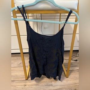 Navy mesh tank top